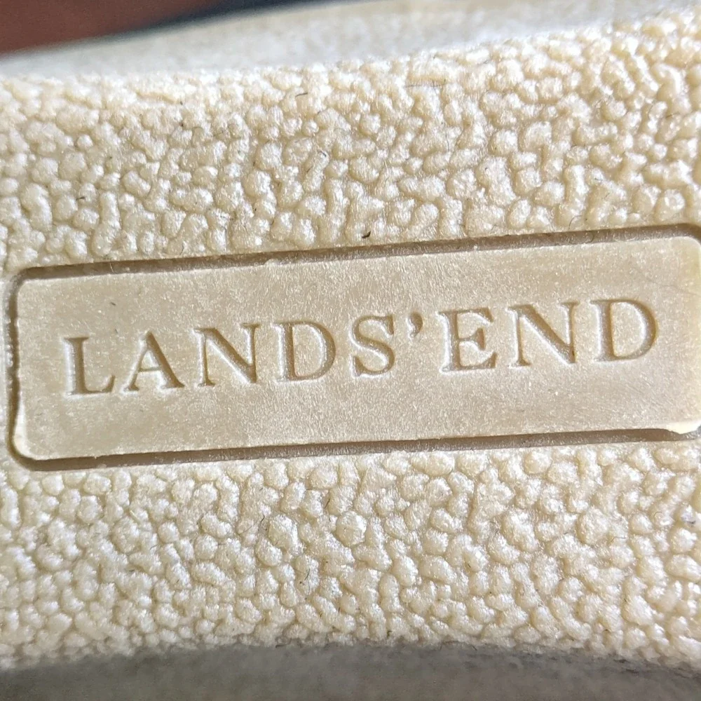 Lands End Shoes Womens Black 9.5 Suede Winter Boots Faux Fur Lined Wedge Pull On